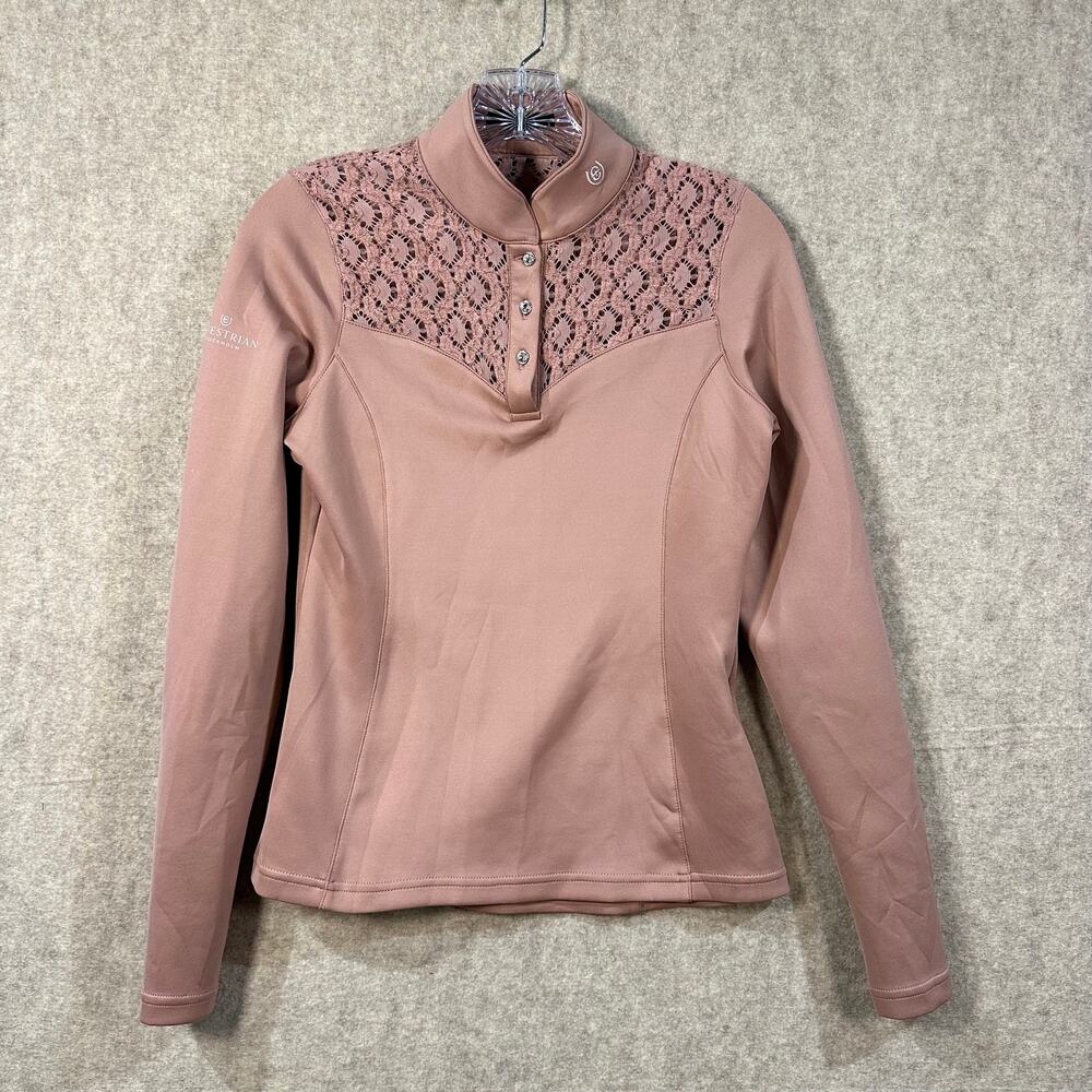 Equestrian Stockholm, HKM Berry Lace Long Sleeve Equestrian Riding Shirt, small